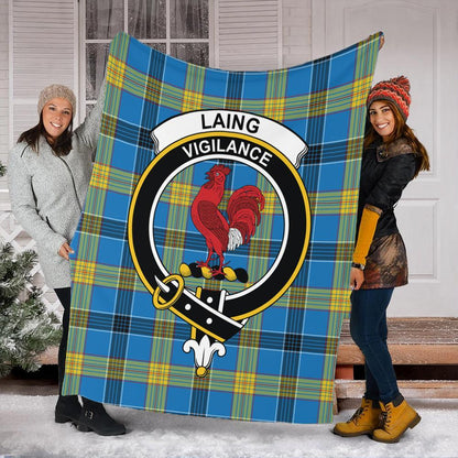 Laing Tartan Crest Premium Blanket