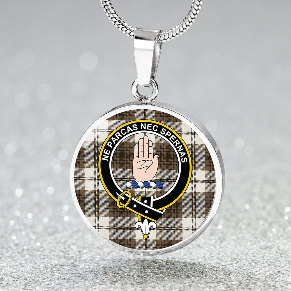 Lamont Dress Weathered Tartan Crest Circle Necklace