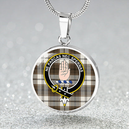 Lamont Dress Weathered Tartan Crest Circle Necklace