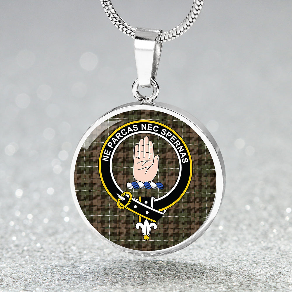 Lamont Heather Modern Tartan Crest Circle Necklace