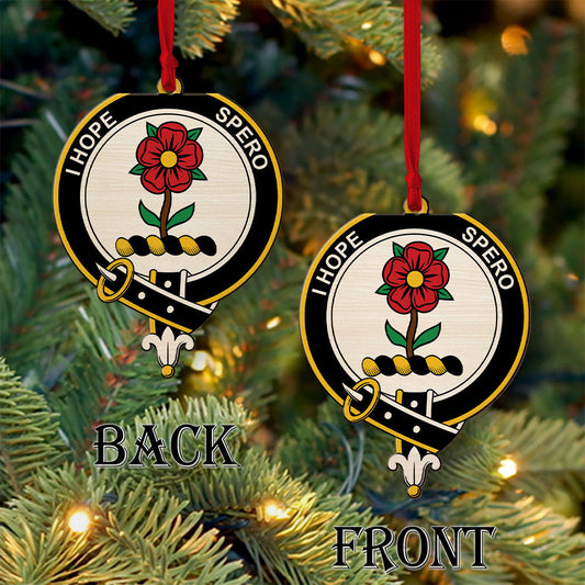 Learmonth Tartan Crest Wood Acrylic Ornament