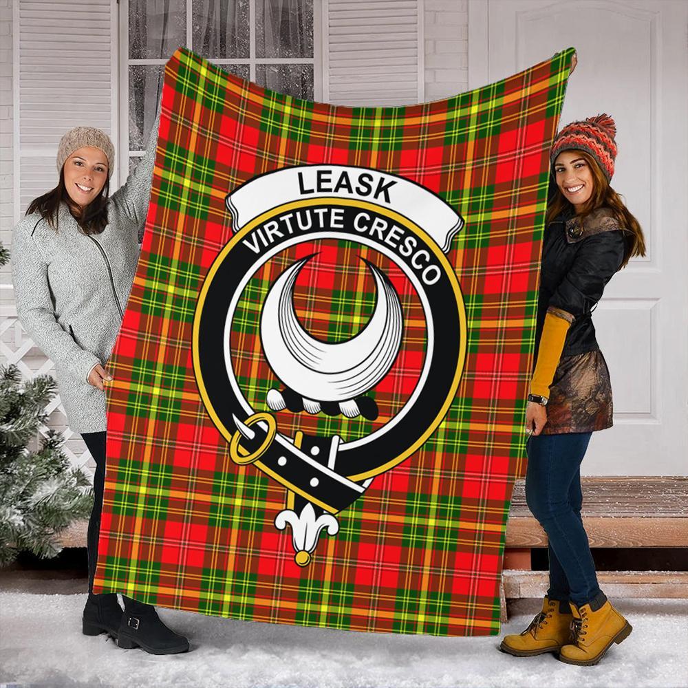 Leask Tartan Crest Premium Blanket