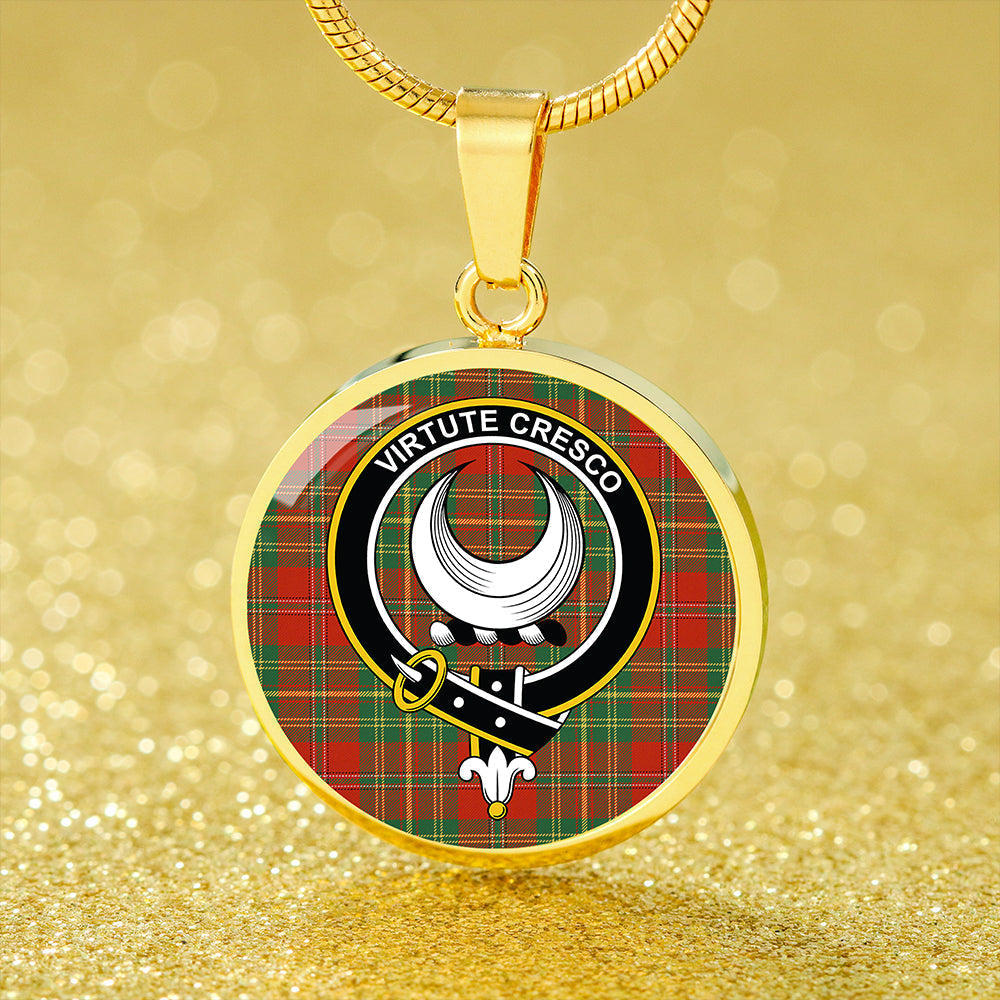 Leask Ancient Tartan Crest Circle Necklace