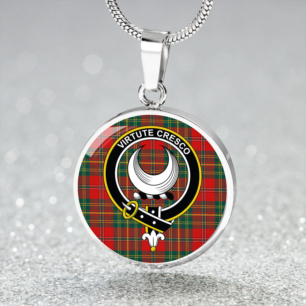 Leask Modern Tartan Crest Circle Necklace