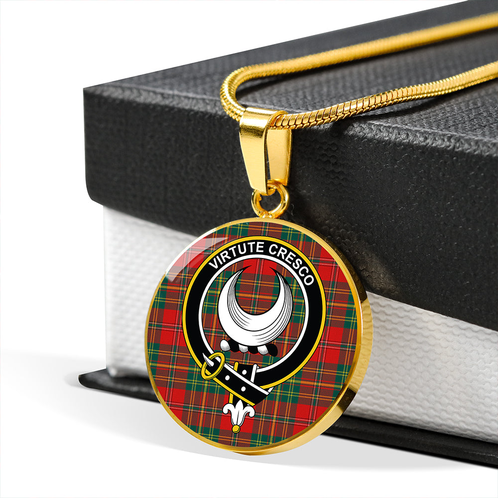 Leask Modern Tartan Crest Circle Necklace