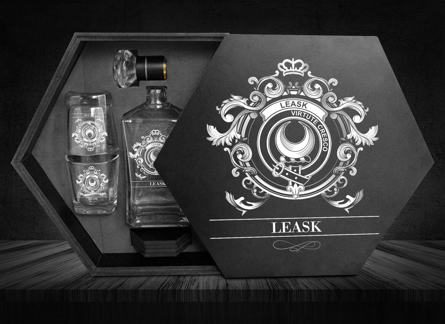 Leask Tartan Clan Decanter Set