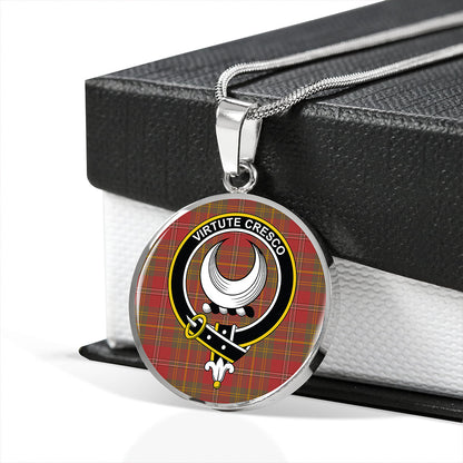 Leask Weathered Tartan Crest Circle Necklace