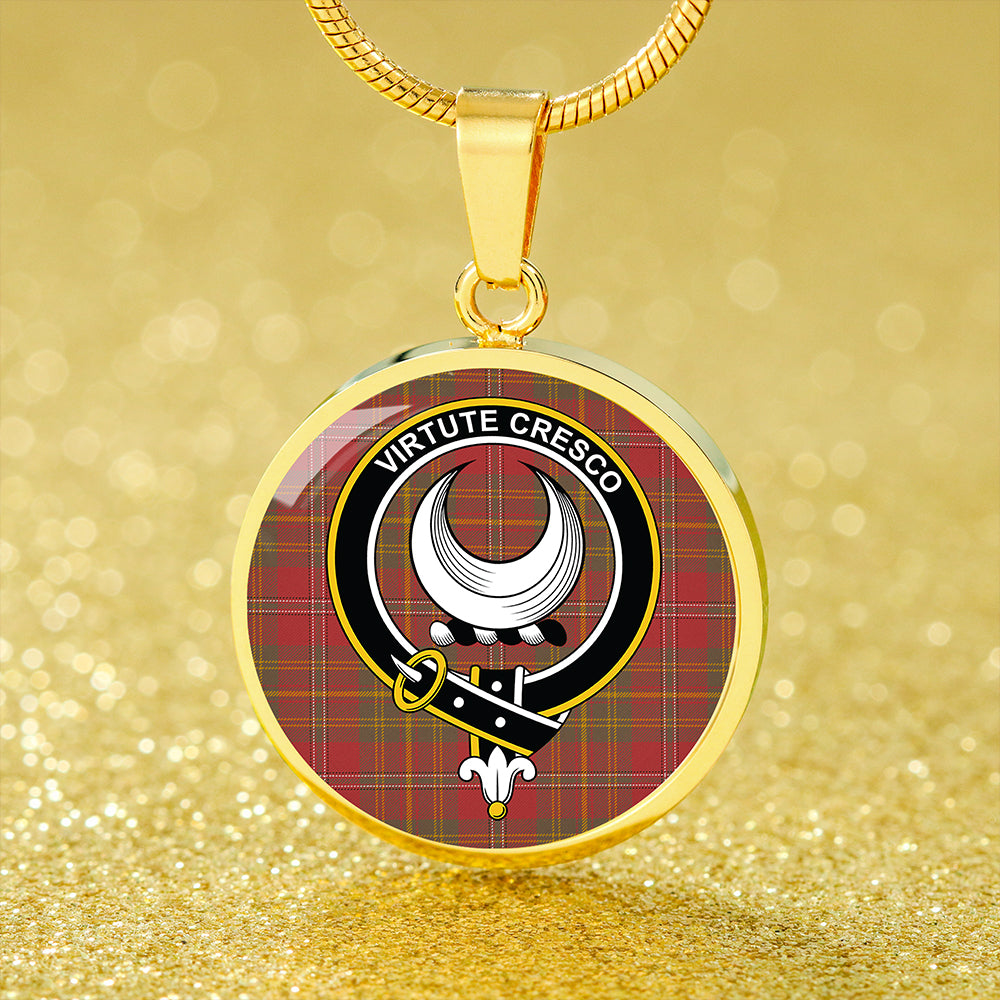 Leask Weathered Tartan Crest Circle Necklace