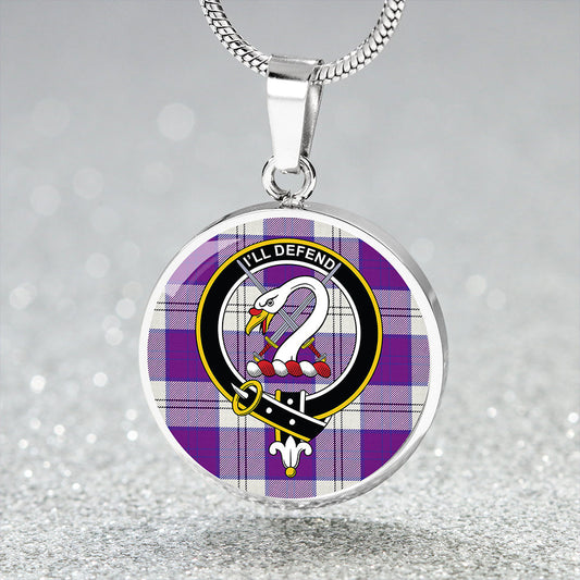 Lennox Dress Dance Purple Tartan Crest Circle Necklace