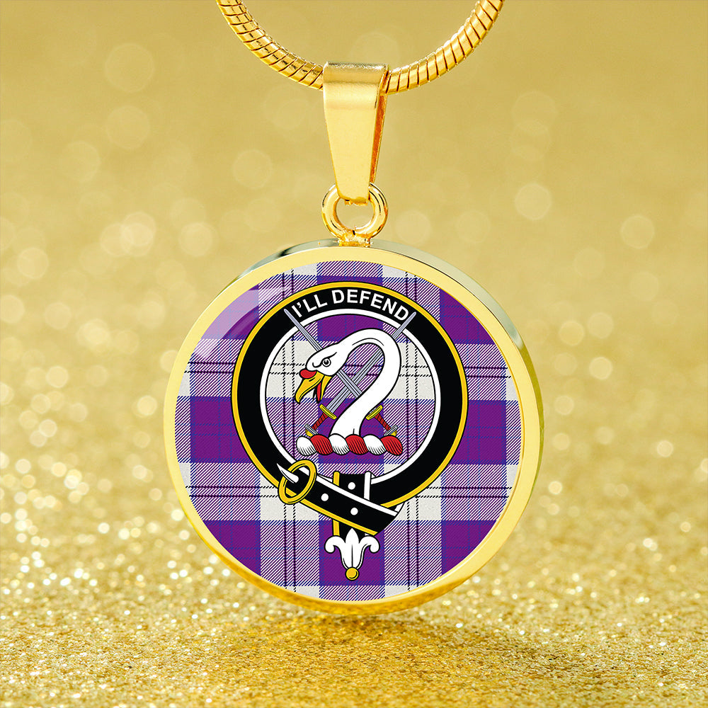 Lennox Dress Dance Purple Tartan Crest Circle Necklace