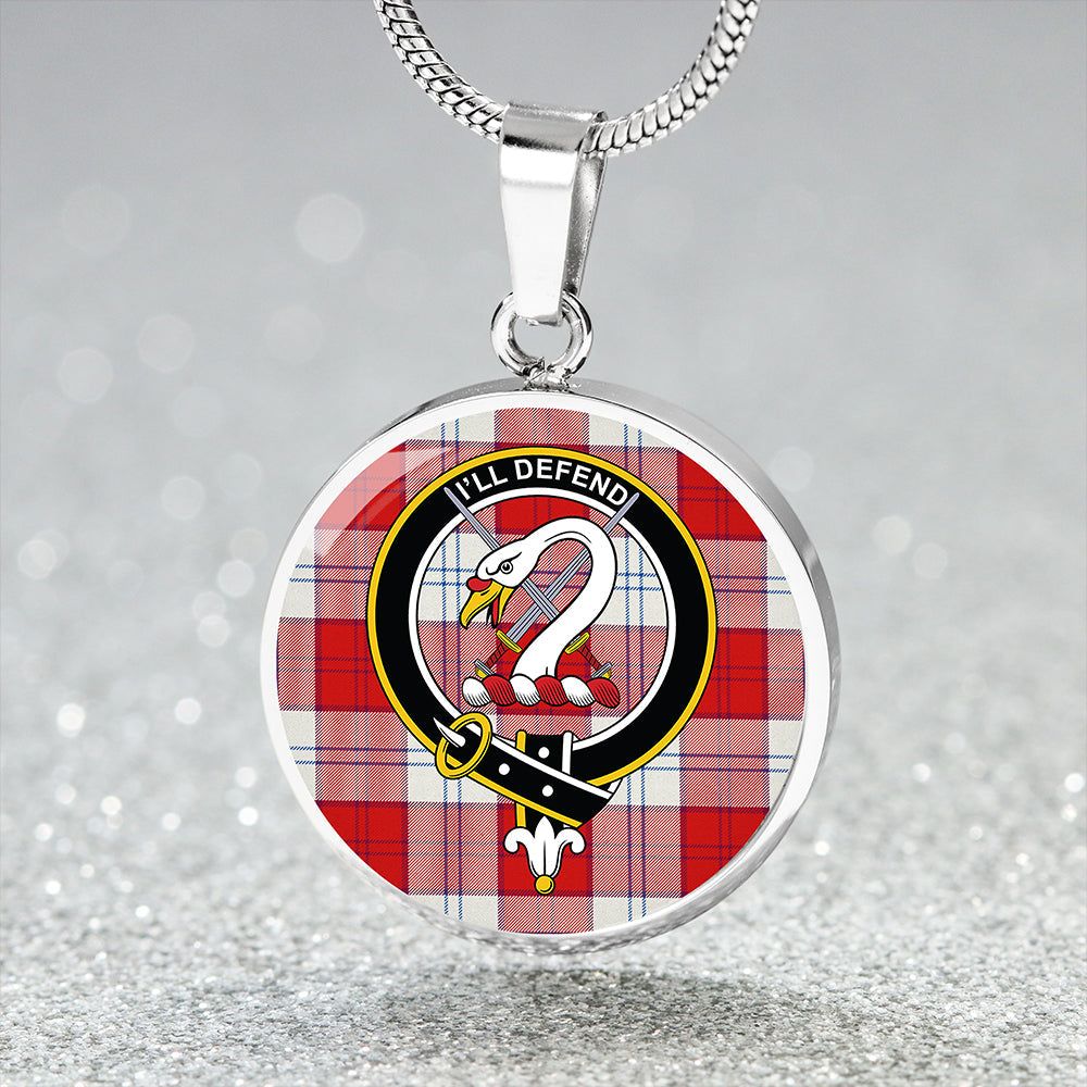 Lennox Dress Red Tartan Crest Circle Necklace