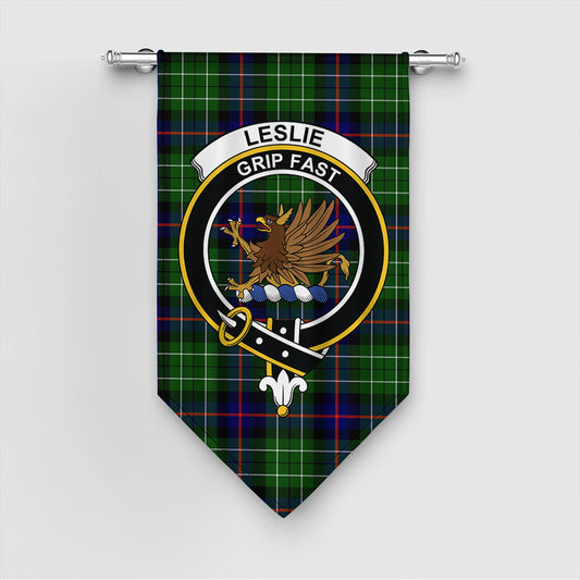 Leslie Hunting Ancient Tartan Crest Gonfalon