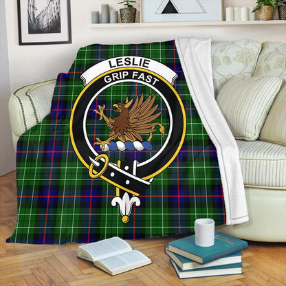 Leslie Hunting Ancient Tartan Crest Premium Blanket