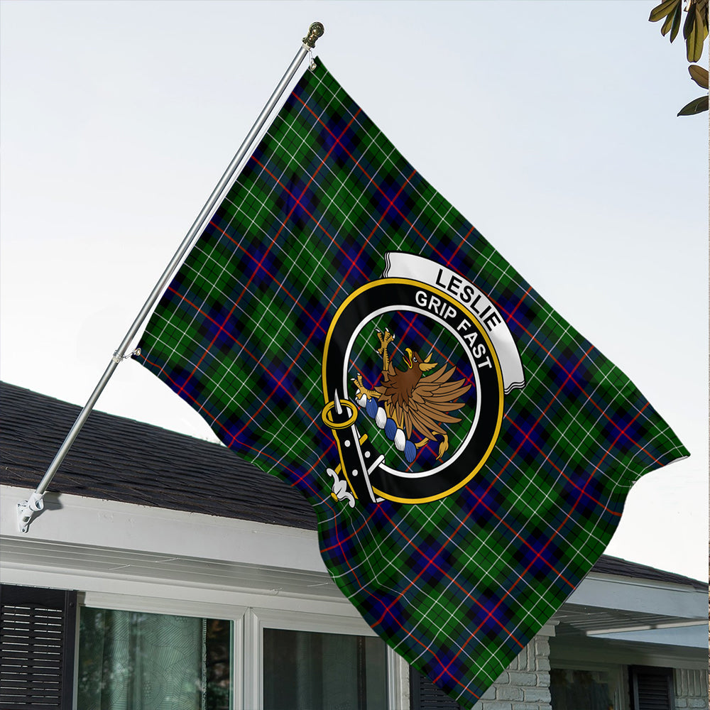 Leslie Hunting Ancient Tartan Classic Crest House Flag