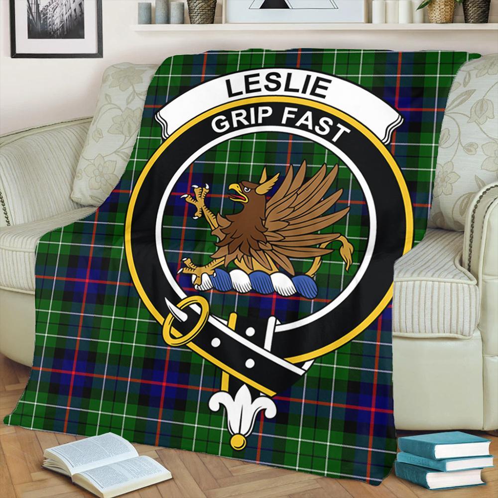 Leslie Hunting Ancient Tartan Crest Premium Blanket