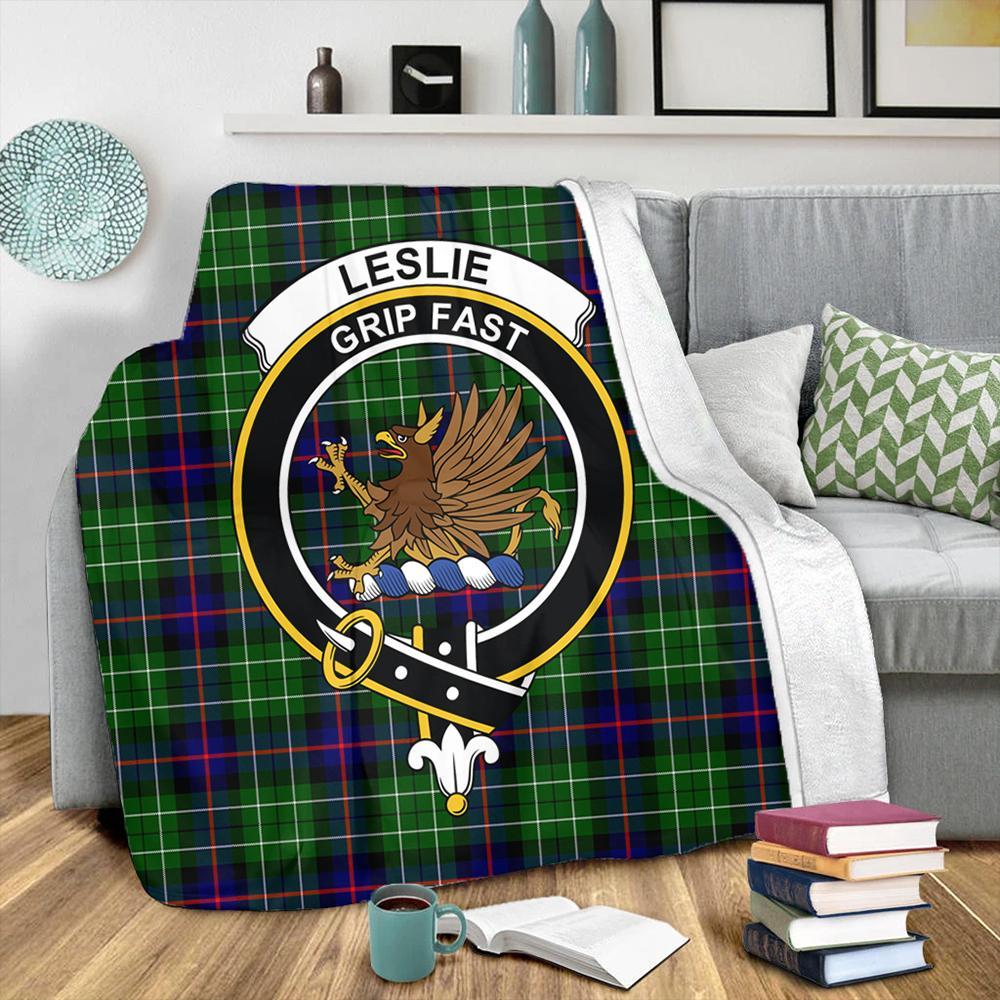 Leslie Hunting Ancient Tartan Crest Premium Blanket