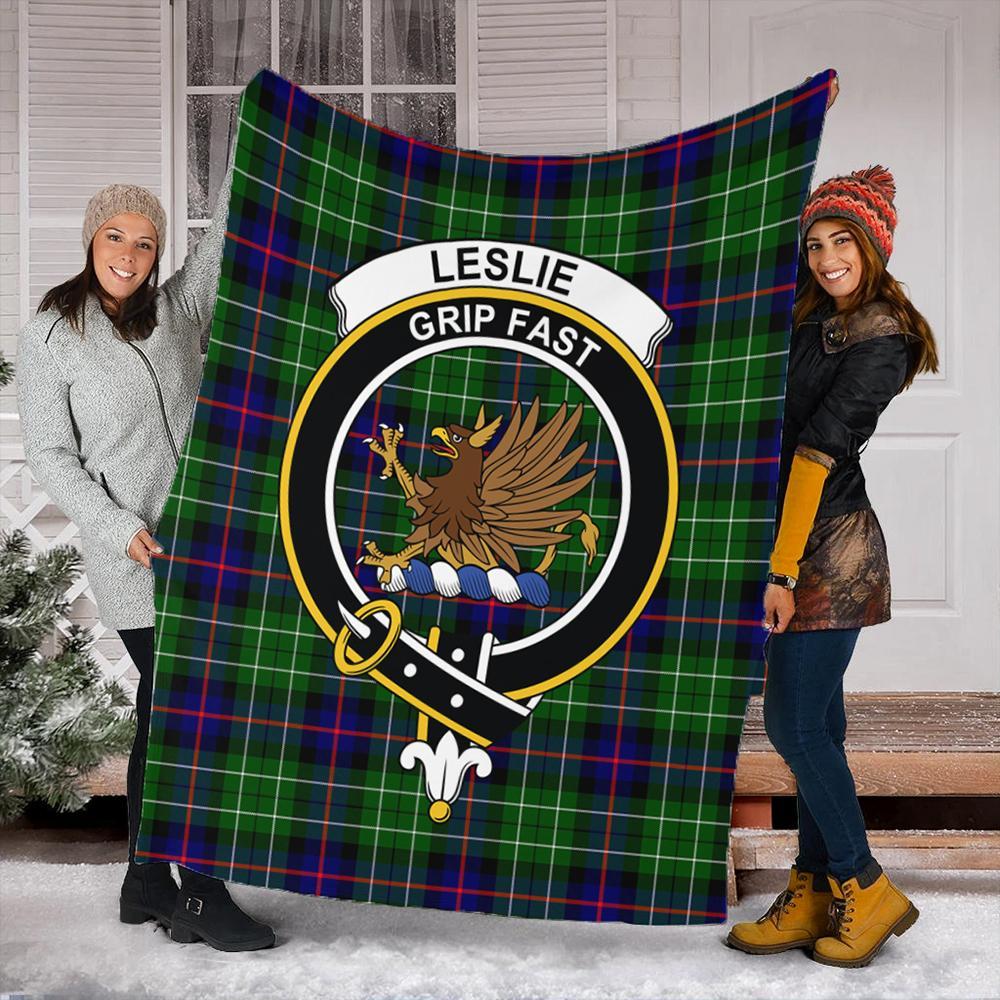 Leslie Hunting Ancient Tartan Crest Premium Blanket