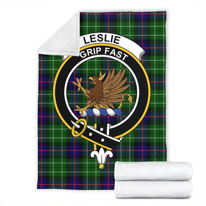 Leslie Hunting Ancient Tartan Crest Premium Blanket