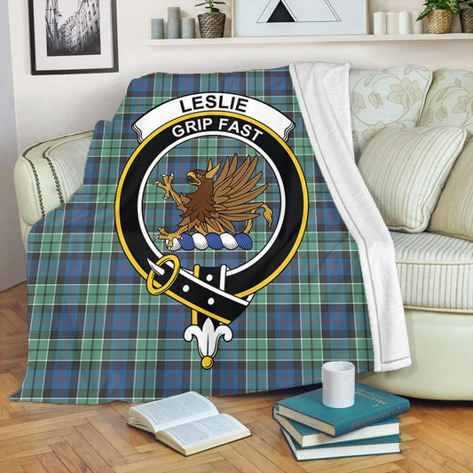 Leslie Hunting Tartan Crest Premium Blanket