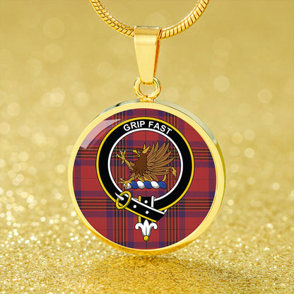 Leslie Weathered Tartan Crest Circle Necklace