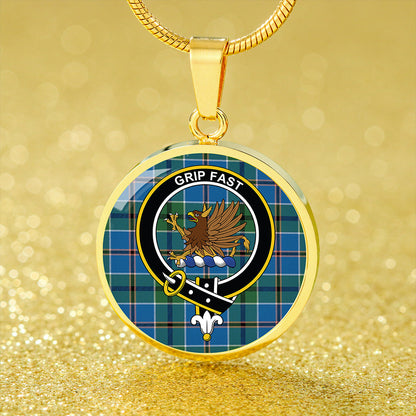 Leslie of the Hebrides Ancient Tartan Crest Circle Necklace