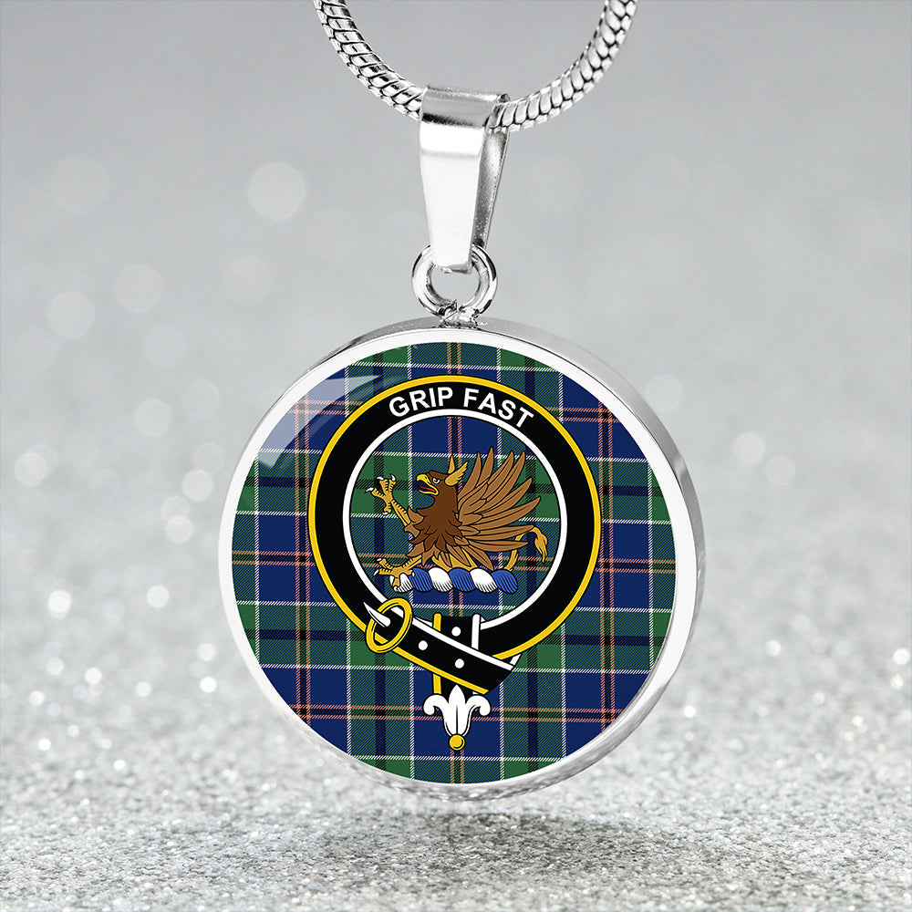 Leslie of the Hebrides Modern Tartan Crest Circle Necklace