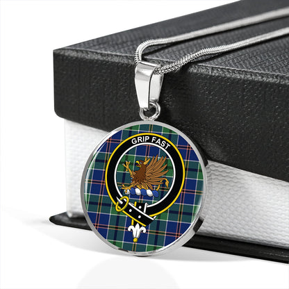 Leslie of the Hebrides Modern Tartan Crest Circle Necklace