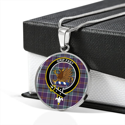 Leslie of the Hebrides Weathered Tartan Crest Circle Necklace