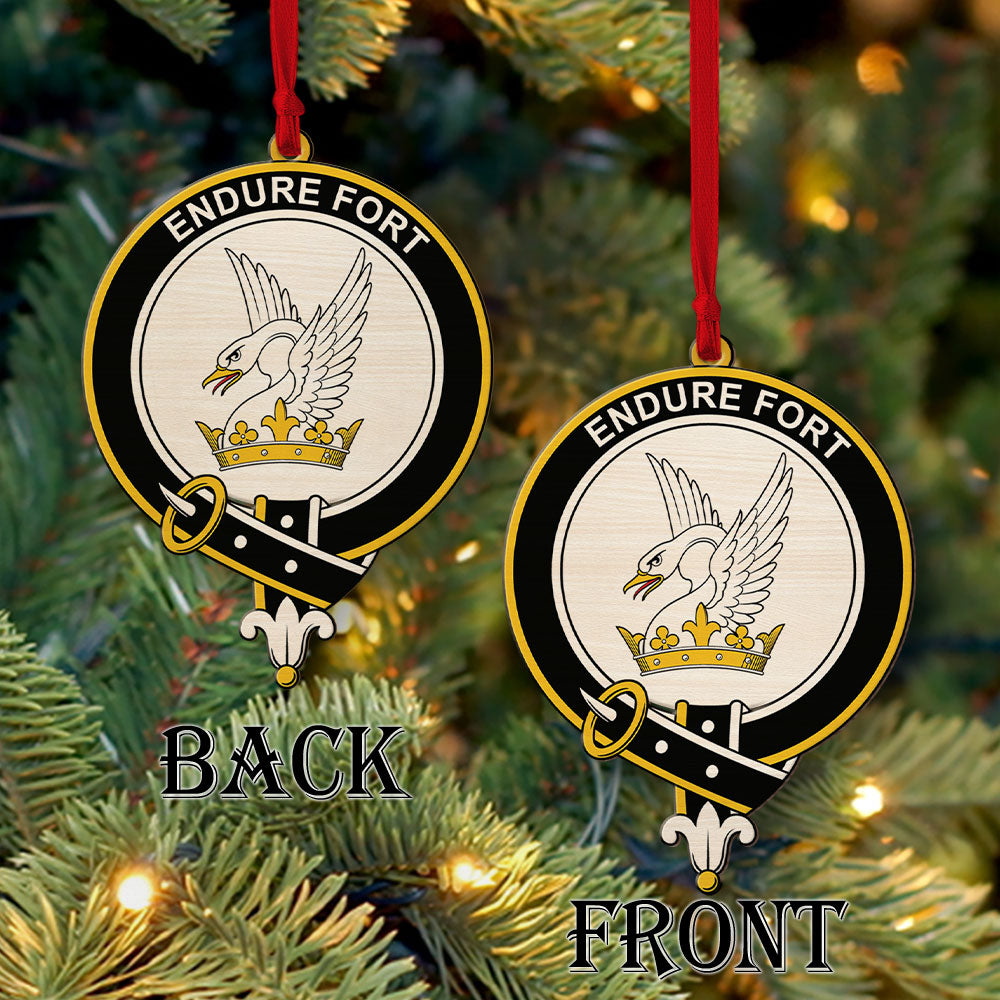 Lindsay Tartan Crest Wood Acrylic Ornament