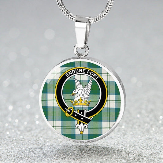 Lindsay Dress Dance Green Ancient Tartan Crest Circle Necklace