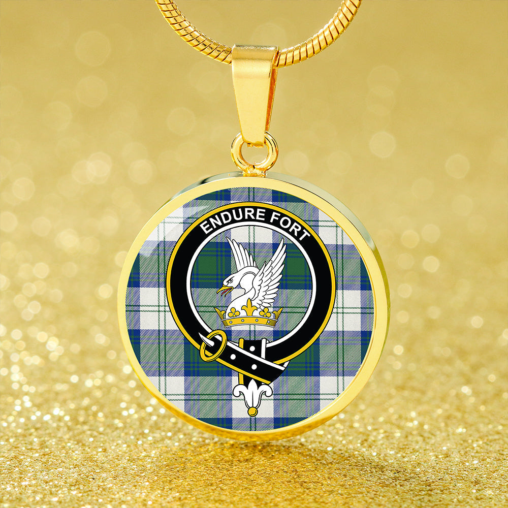 Lindsay Dress Dance Green Modern Tartan Crest Circle Necklace