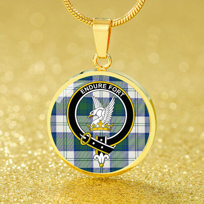 Lindsay Dress Dance Green Modern Tartan Crest Circle Necklace