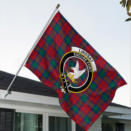 Lindsay Modern Tartan Classic Crest House Flag