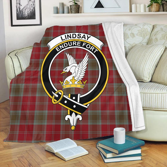 Lindsay Weathered Tartan Crest Premium Blanket