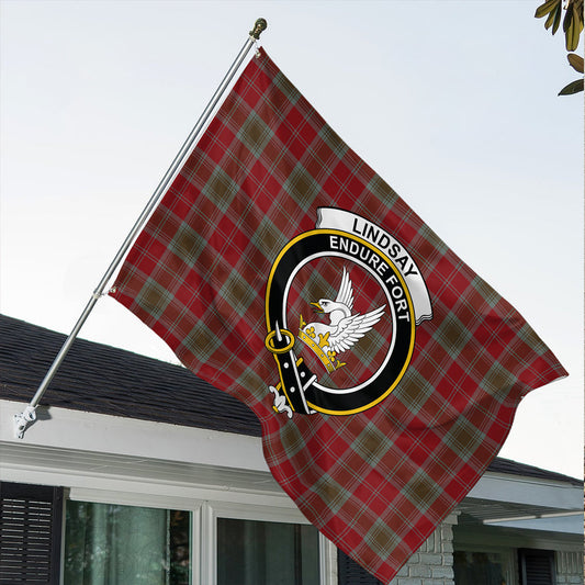 Lindsay Weathered Tartan Classic Crest House Flag