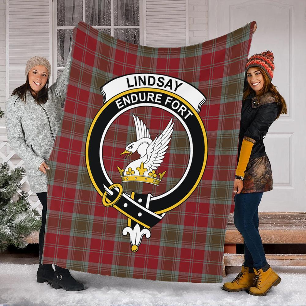 Lindsay Weathered Tartan Crest Premium Blanket