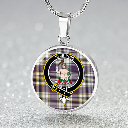 Livingstone Dress Weathered Tartan Crest Circle Necklace