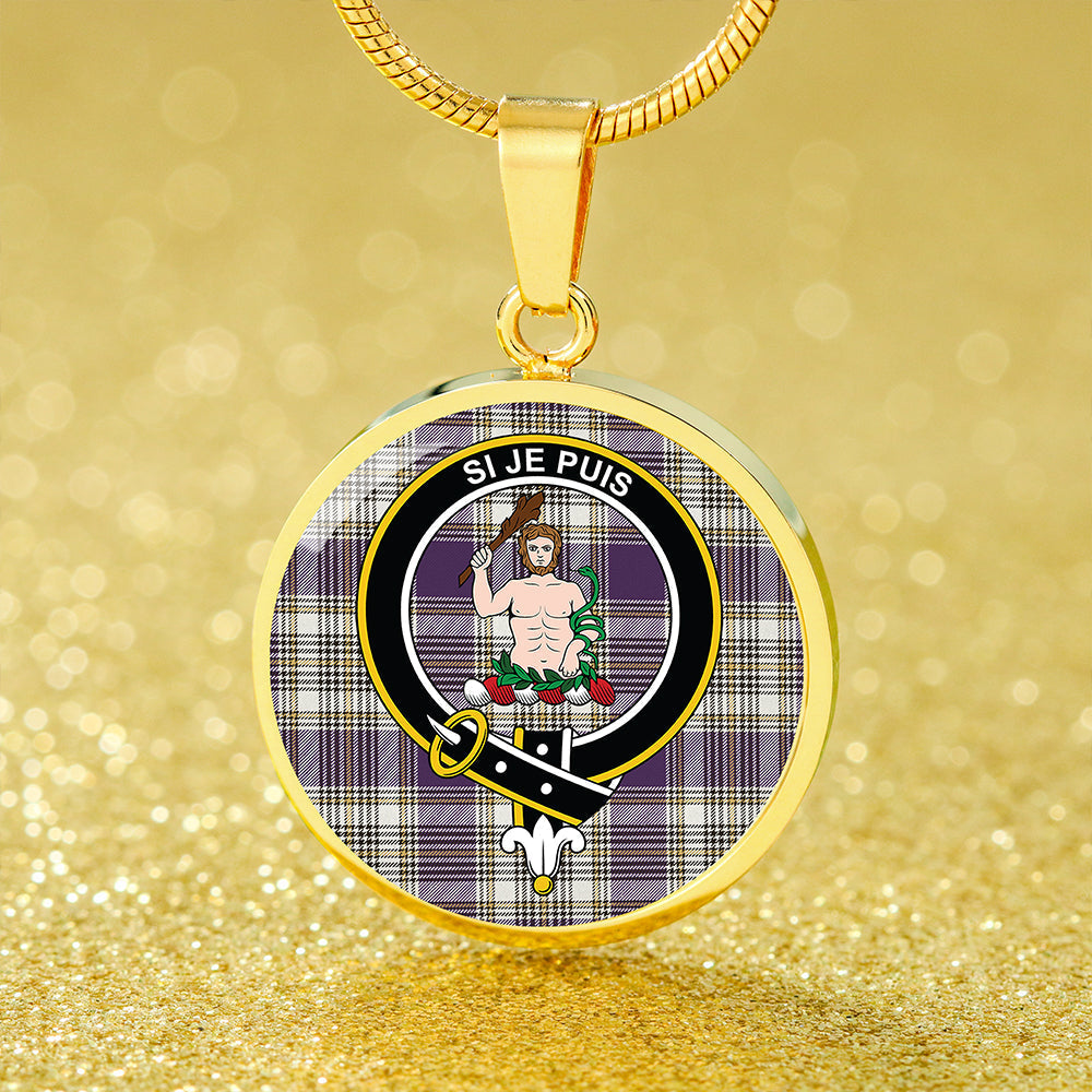 Livingstone Dress Weathered Tartan Crest Circle Necklace