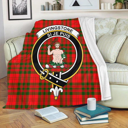 Livingstone Modern Tartan Crest Premium Blanket