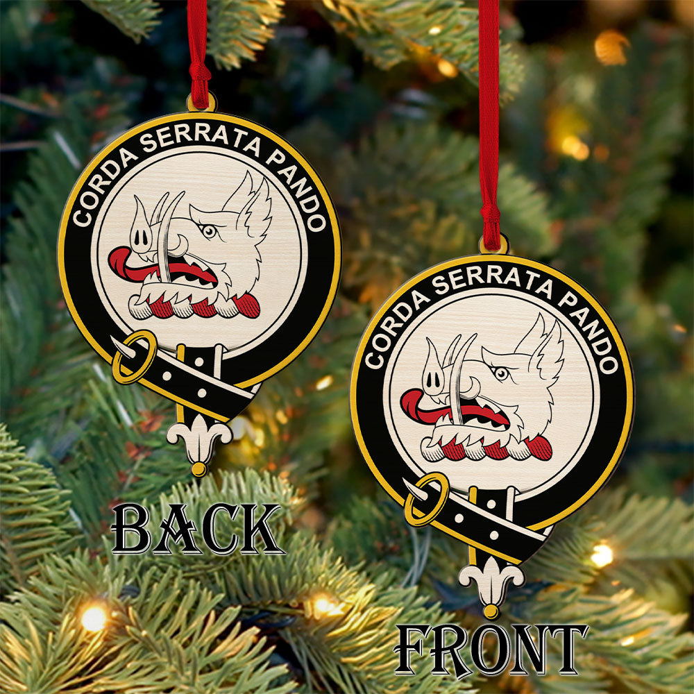 Lockhart Tartan Crest Wood Acrylic Ornament