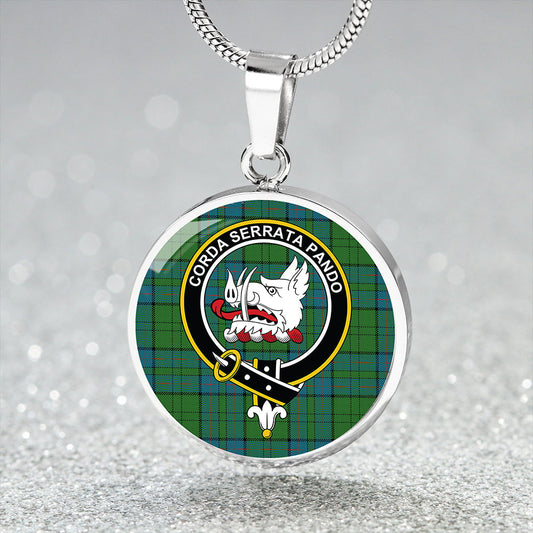 Lockhart Ancient Tartan Crest Circle Necklace