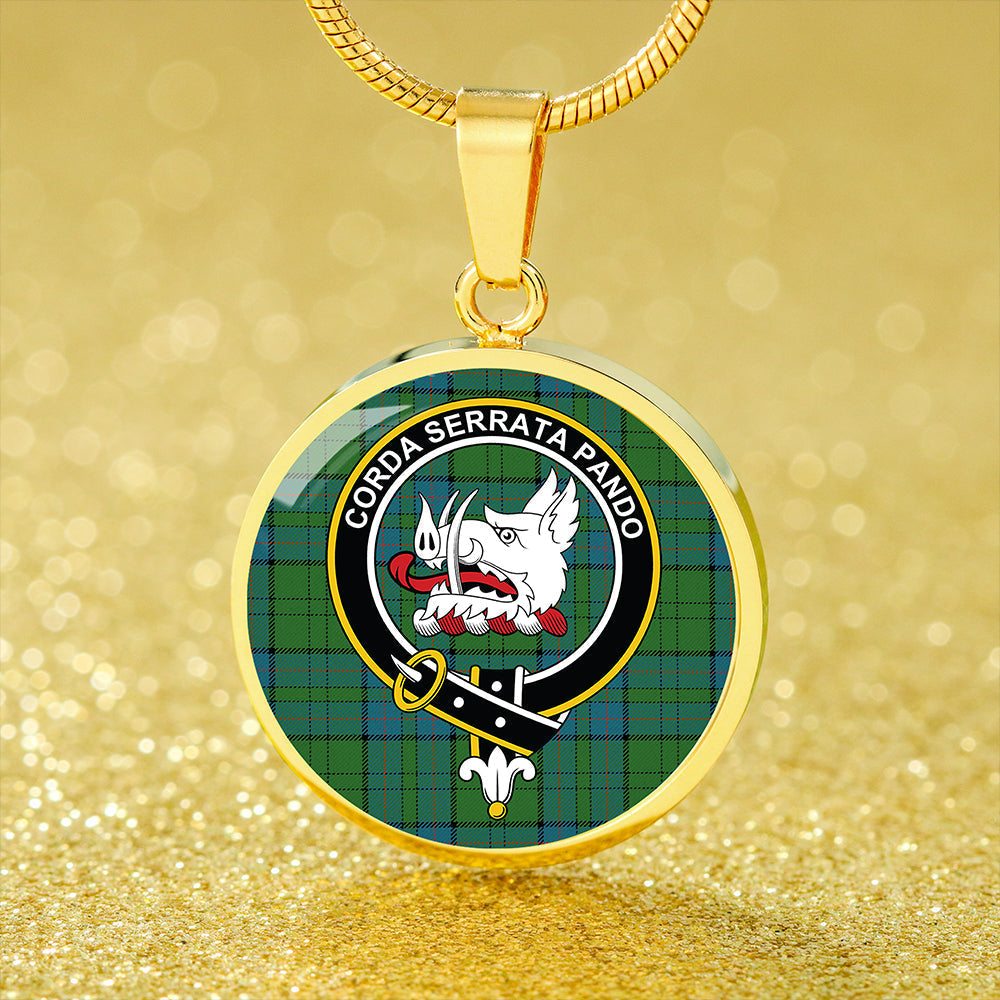 Lockhart Ancient Tartan Crest Circle Necklace