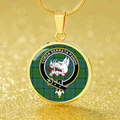 Lockhart Ancient Tartan Crest Circle Necklace