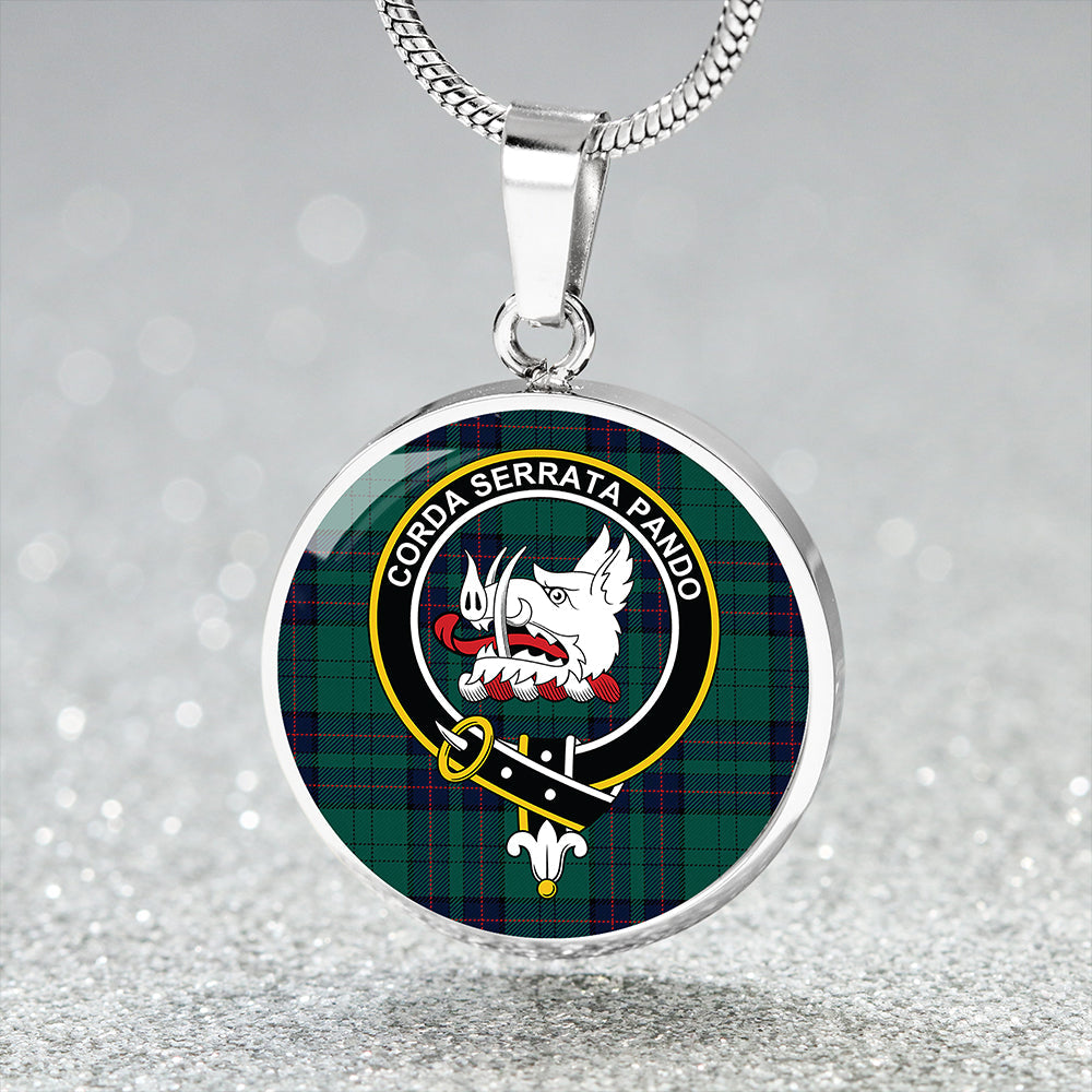 Lockhart Modern Tartan Crest Circle Necklace