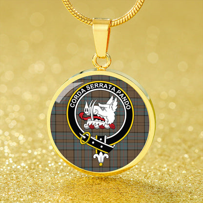 Lockhart Weathered Tartan Crest Circle Necklace