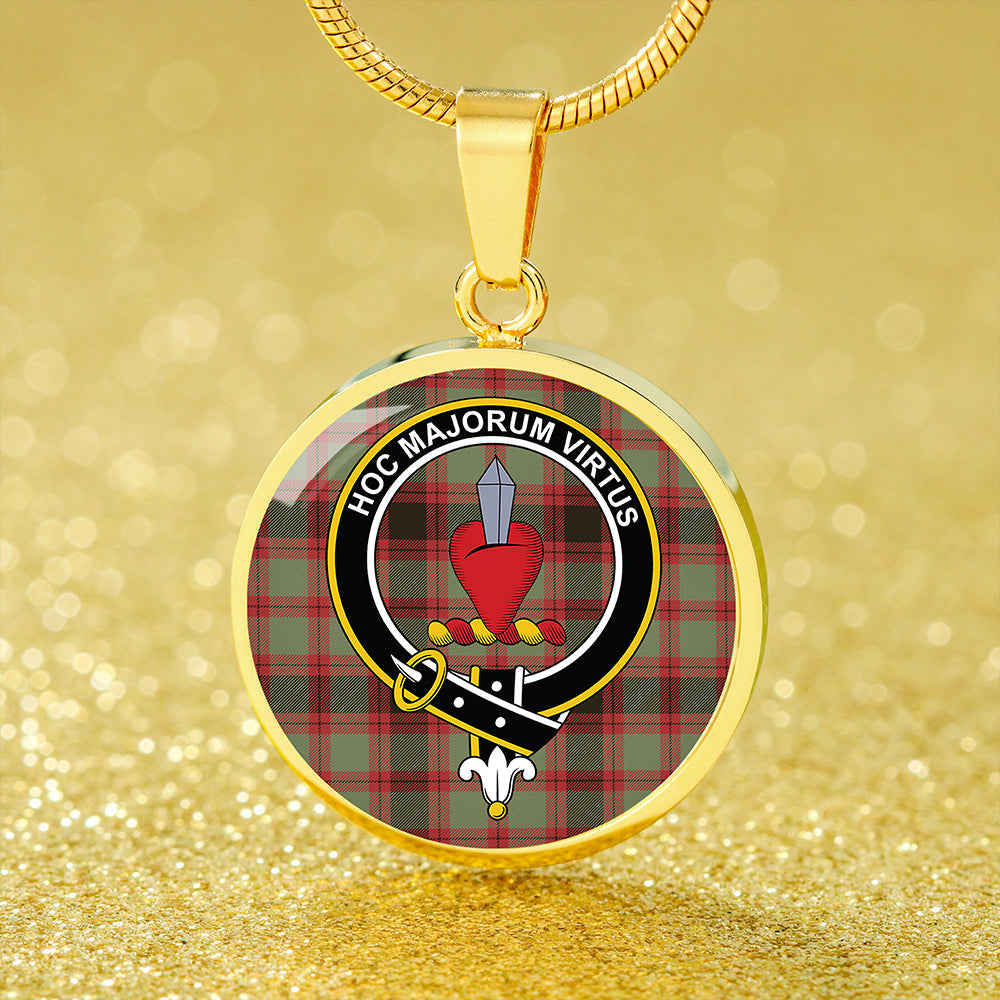 Logan #1 Weathered Tartan Crest Circle Necklace