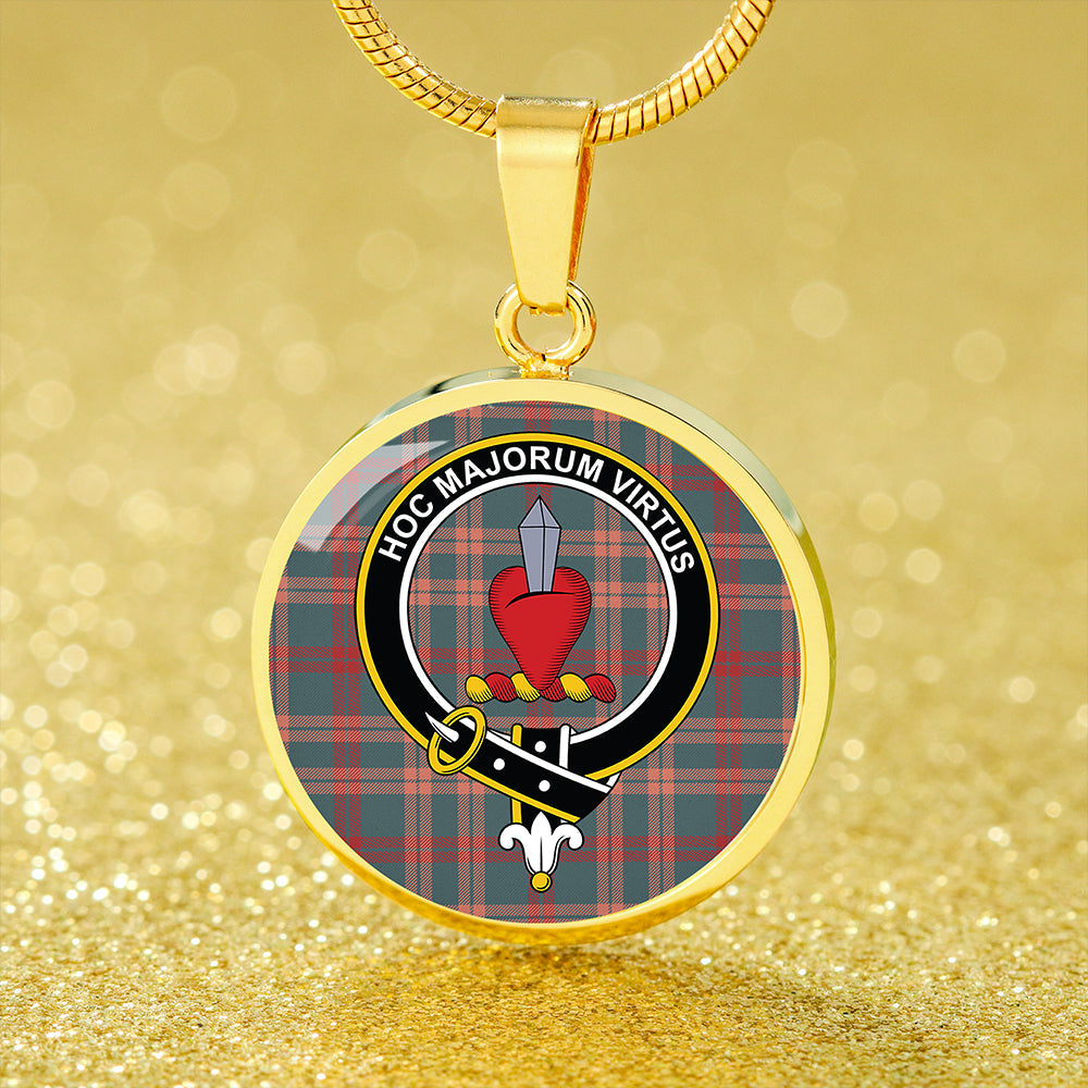 Logan #3 Weathered Tartan Crest Circle Necklace