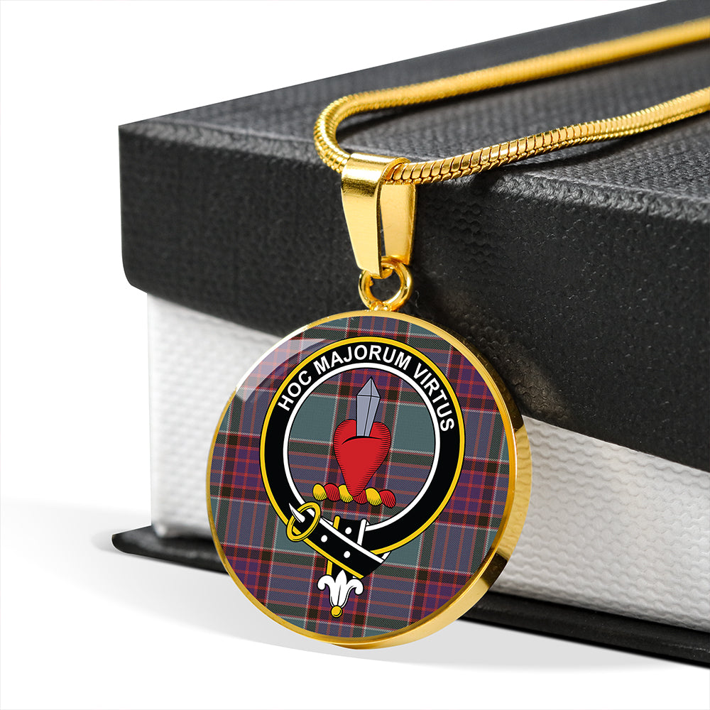 Logan (Clans Originaux) Weathered Tartan Crest Circle Necklace