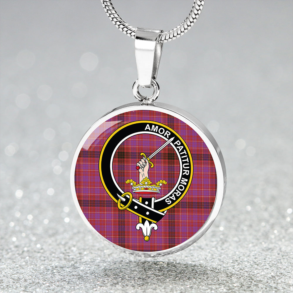 Lumsden of Clova Weathered Tartan Crest Circle Necklace