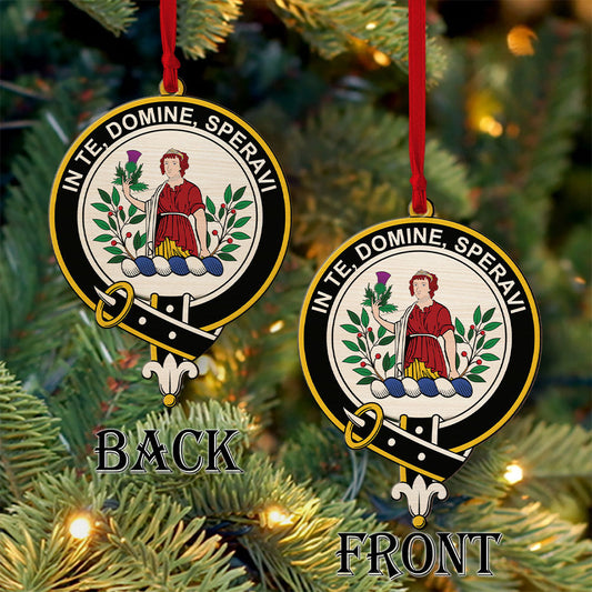 Lyon Tartan Crest Wood Acrylic Ornament